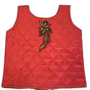 Vintage Girls Quilted Vest with Beading- 26 Months